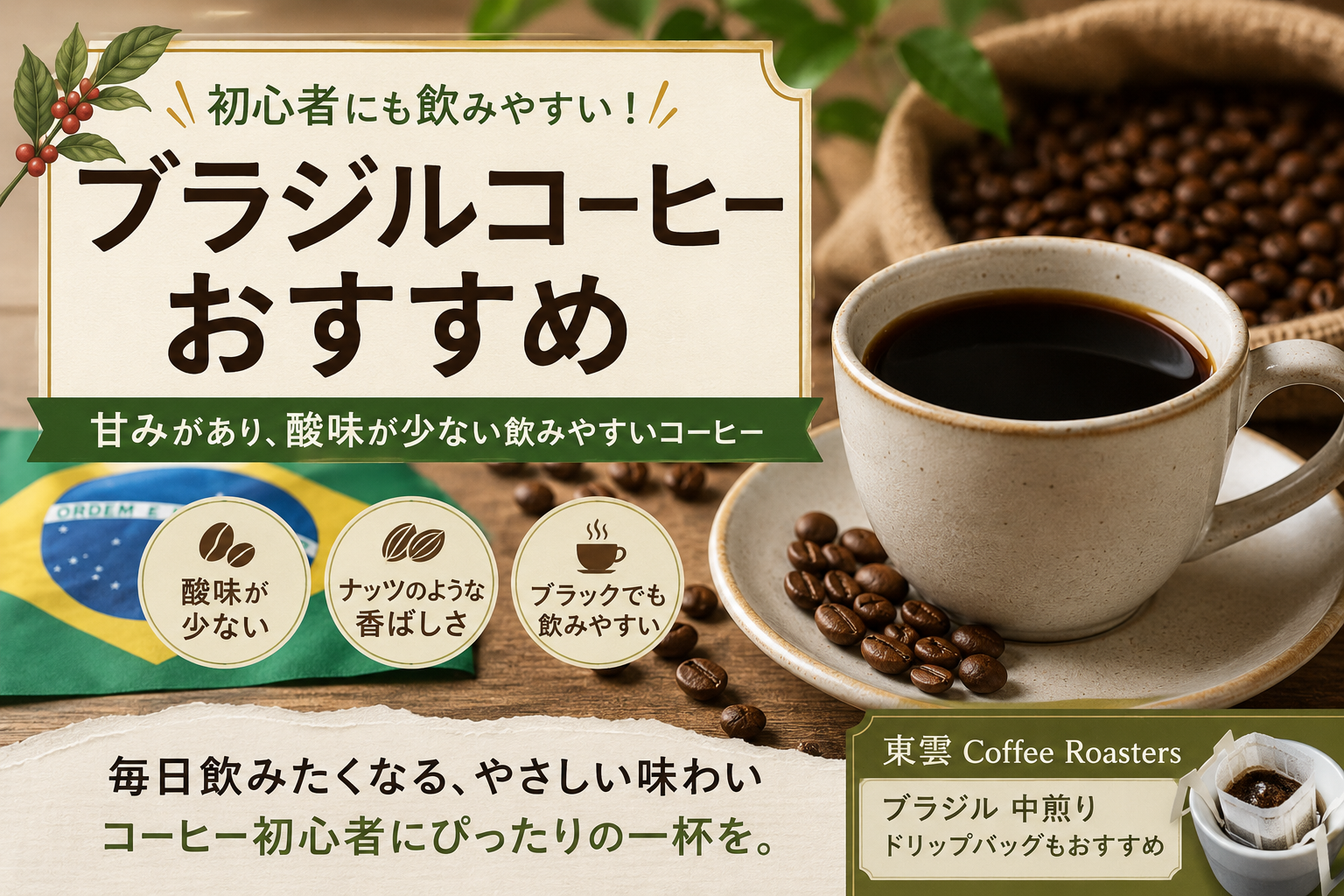 ブラジルコーヒーおすすめ｜初心者でも飲みやすい甘みのあるコーヒー豆を紹介