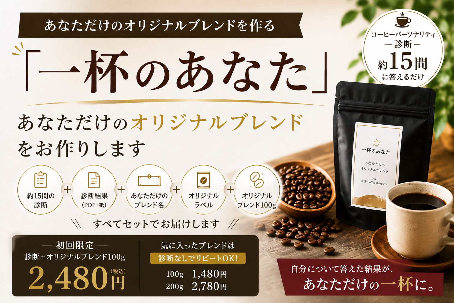 コーヒーパーソナリティ診断「一杯のあなた」の内容と価格